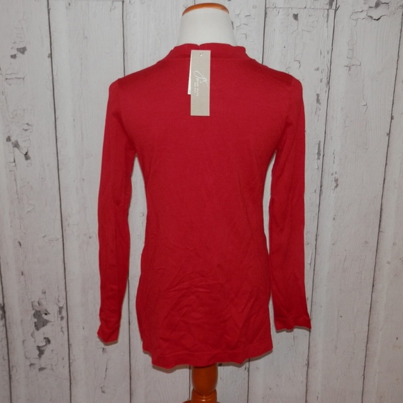 NEW Joan Vass Women Small Red Cardigan Sweater Top - Picture 4 of 8